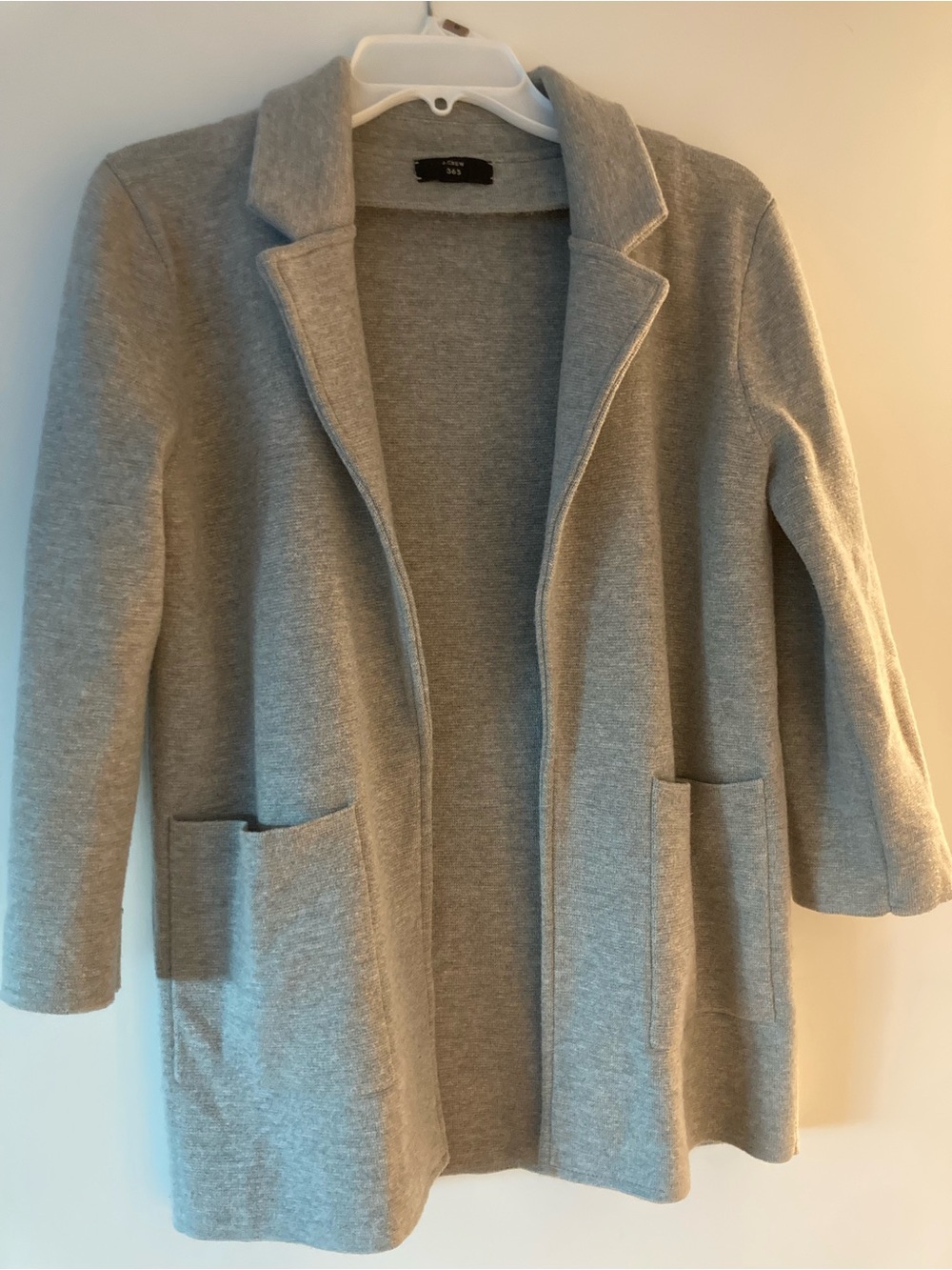 J. Crew Light Gray Open-Front Knit Blazer Cardigan
